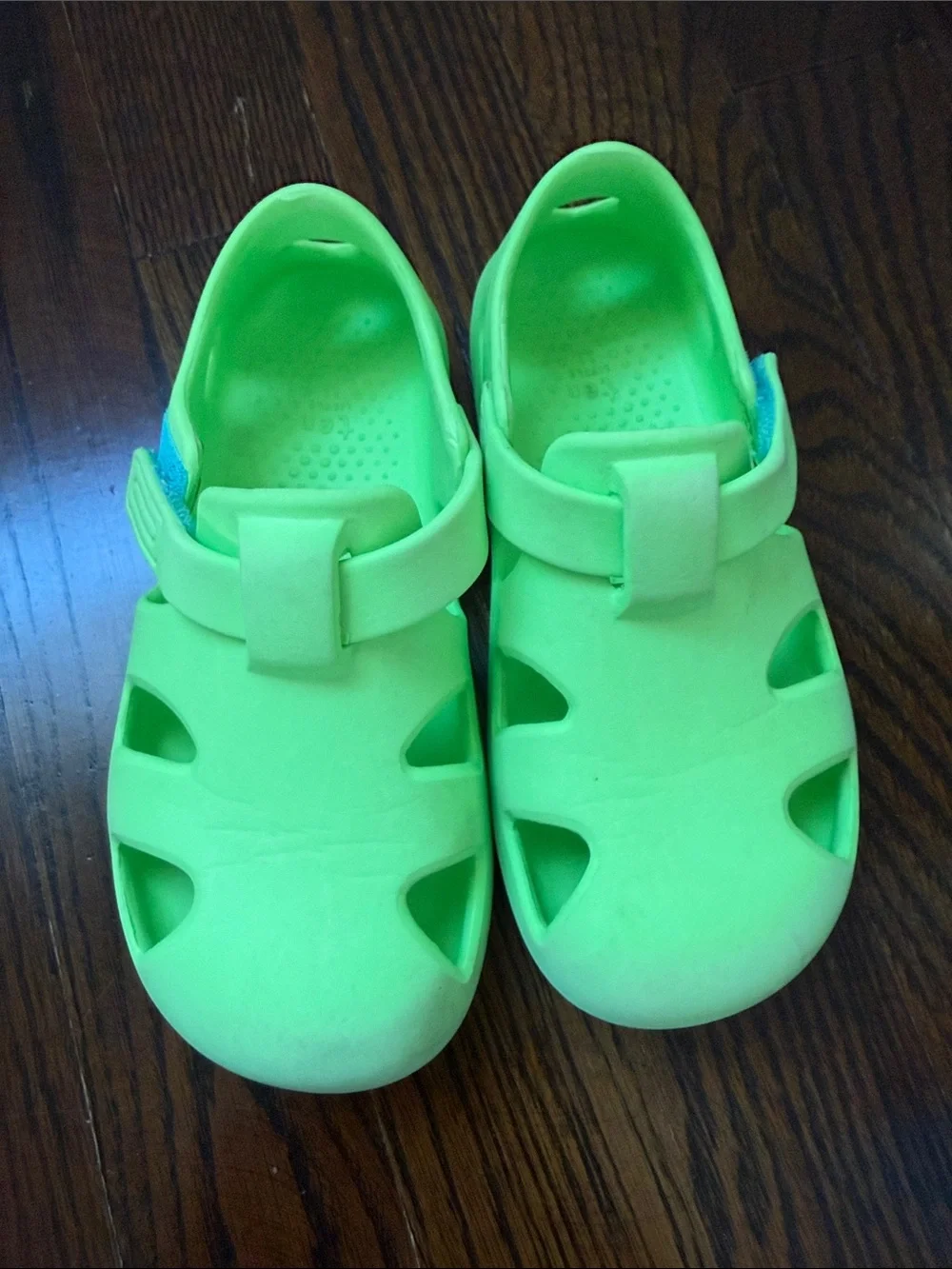 Kids Neon Green Hook-and-Loop Water Sandals